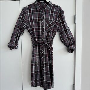 Plaid Button-Up Shirt Dress